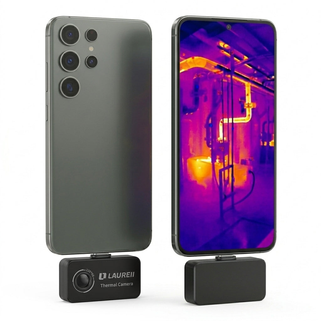 Thermal Camera for Android Phones, Plug-and-Play Mini Infrared Camera for Home Inspection, Water Leak Detection, Electrical Checks and Heat Tracking, 128x96 IR