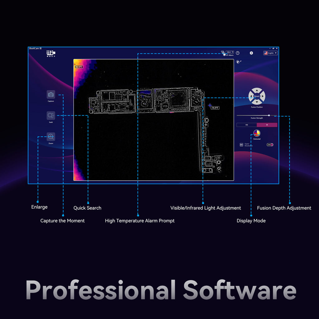 PCB Fault Detection Thermal Analyzer for Circuit Board Repair & Temperature Diagnosis, Desktop Infrared Camera, ShortCam III