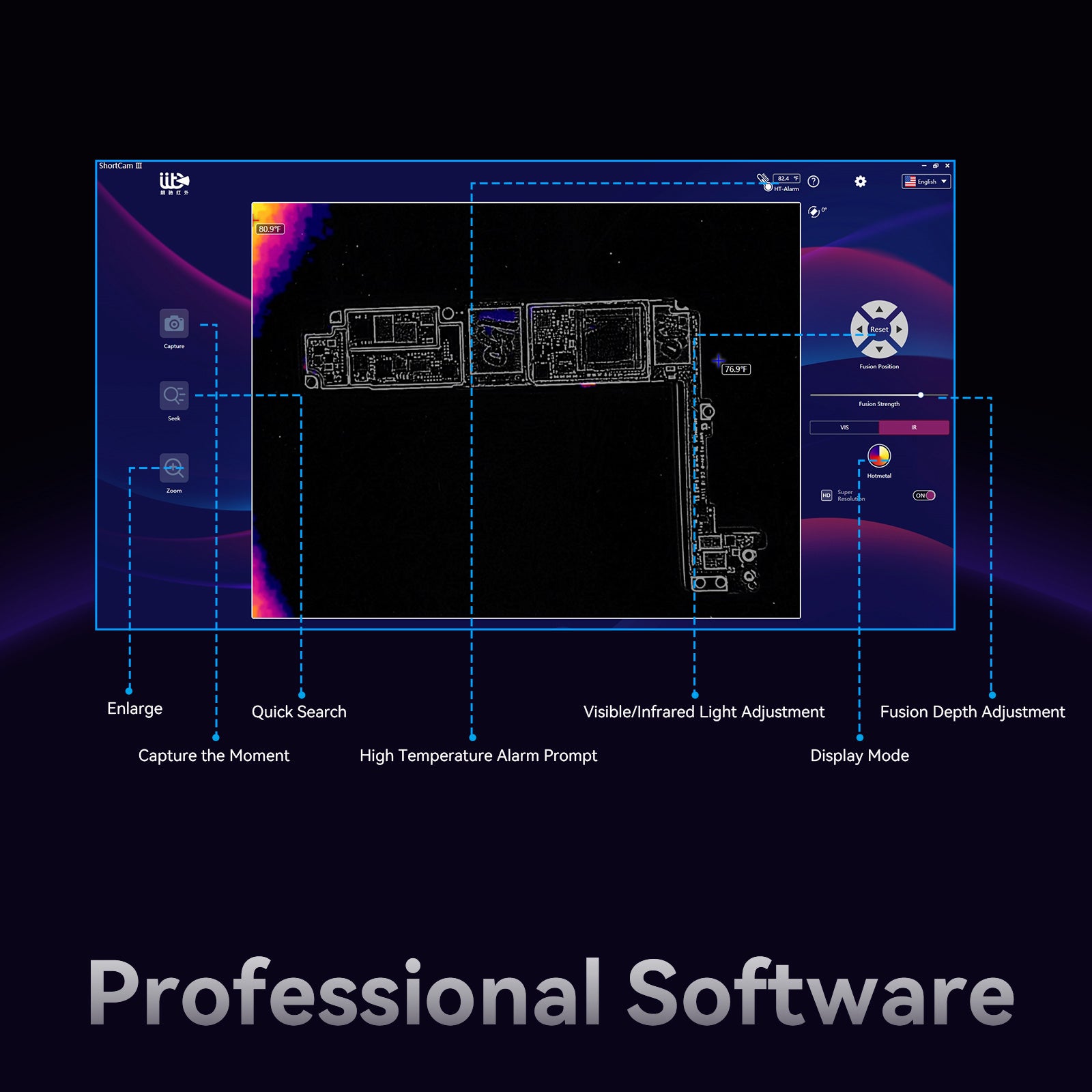 PCB Fault Detection Thermal Analyzer for Circuit Board Repair & Temperature Diagnosis, Desktop Infrared Camera, ShortCam III