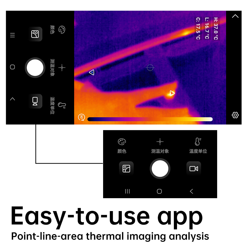 Thermal Camera for Android Phones, Plug-and-Play Mini Infrared Camera for Home Inspection, Water Leak Detection, Electrical Checks and Heat Tracking, 128x96 IR
