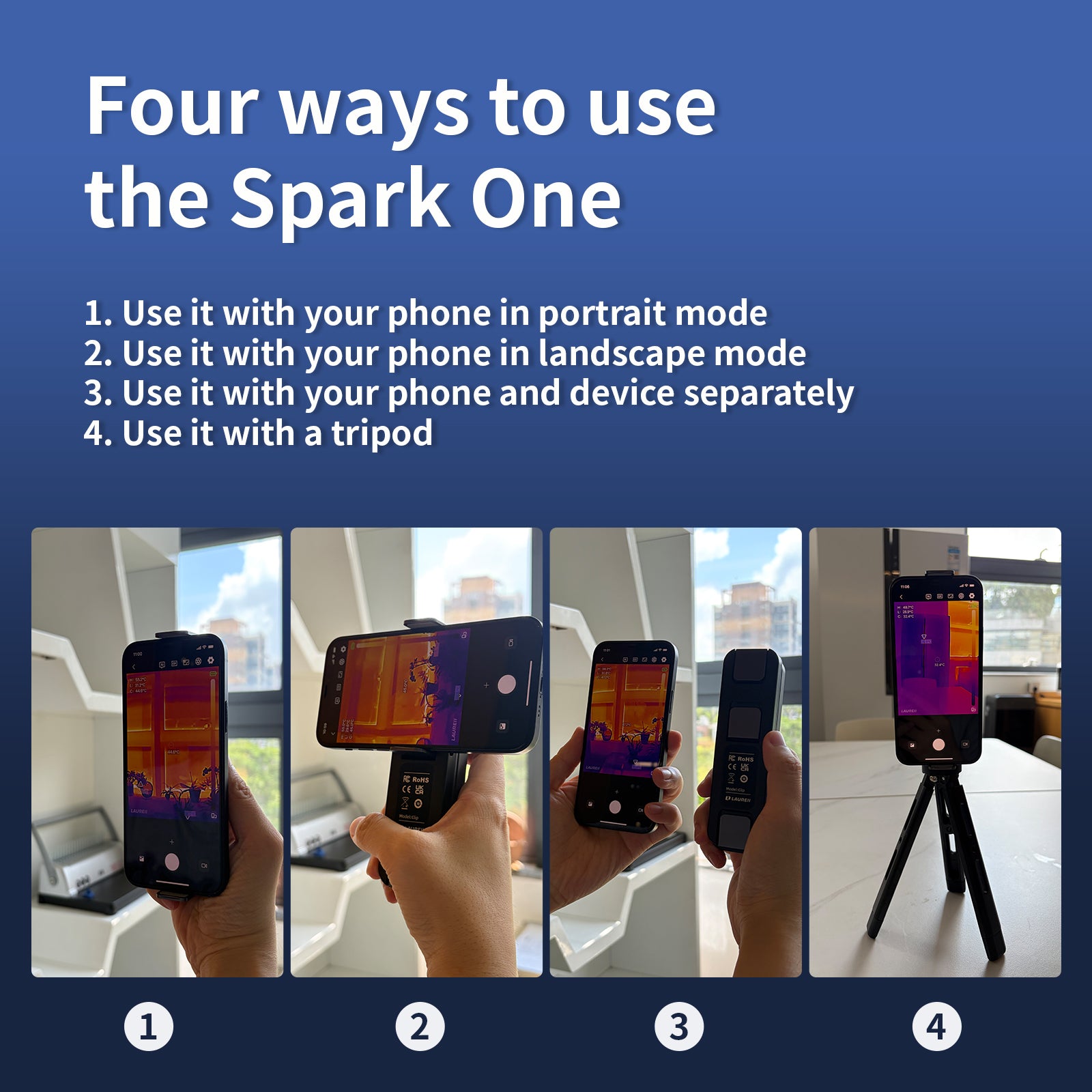 Thermal camera for water leak detection with Wi‑Fi for home inspection, wall moisture and pipe leak checks, wireless infrared camera for phones, 256×192