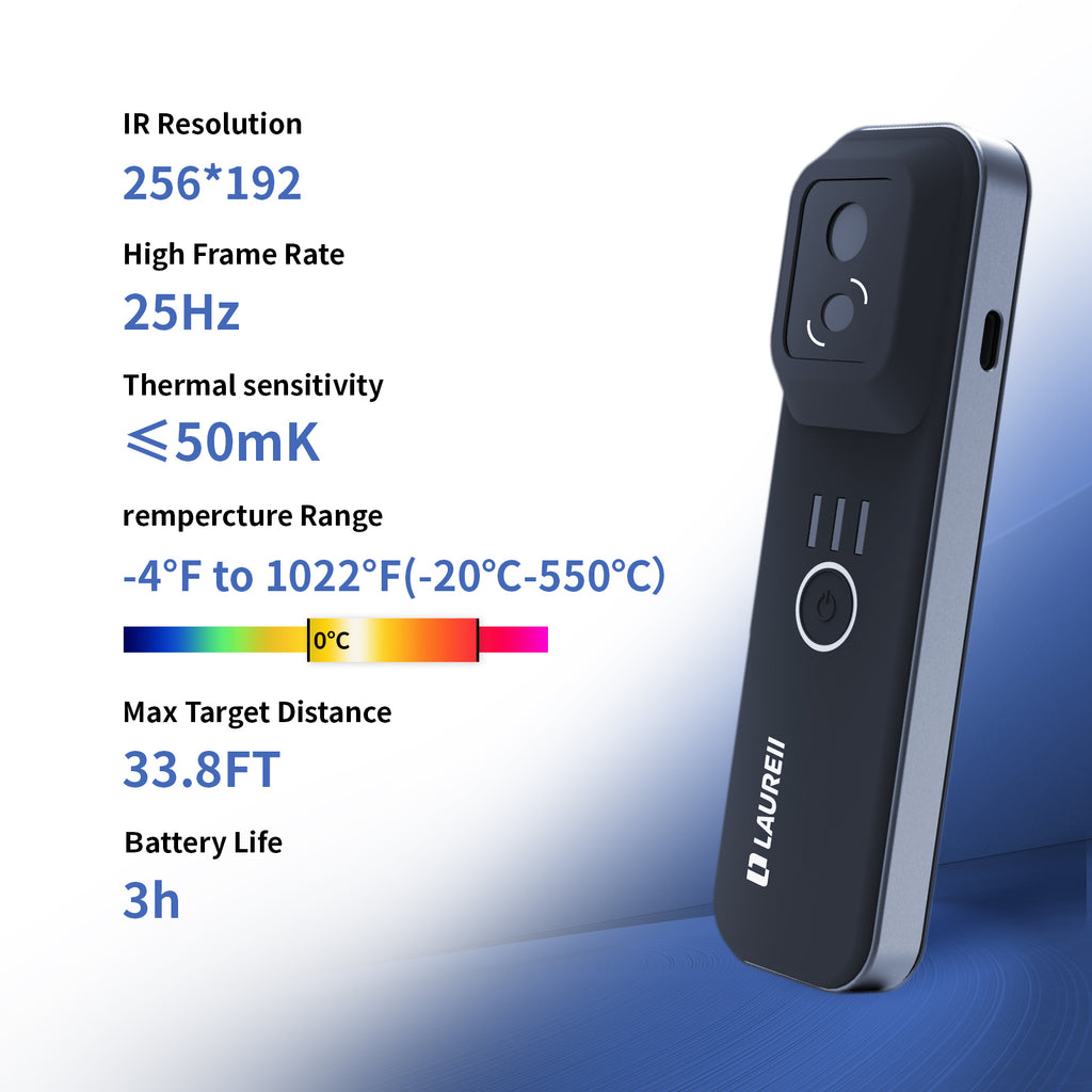 Thermal camera for water leak detection with Wi‑Fi for home inspection, wall moisture and pipe leak checks, wireless infrared camera for phones, 256×192