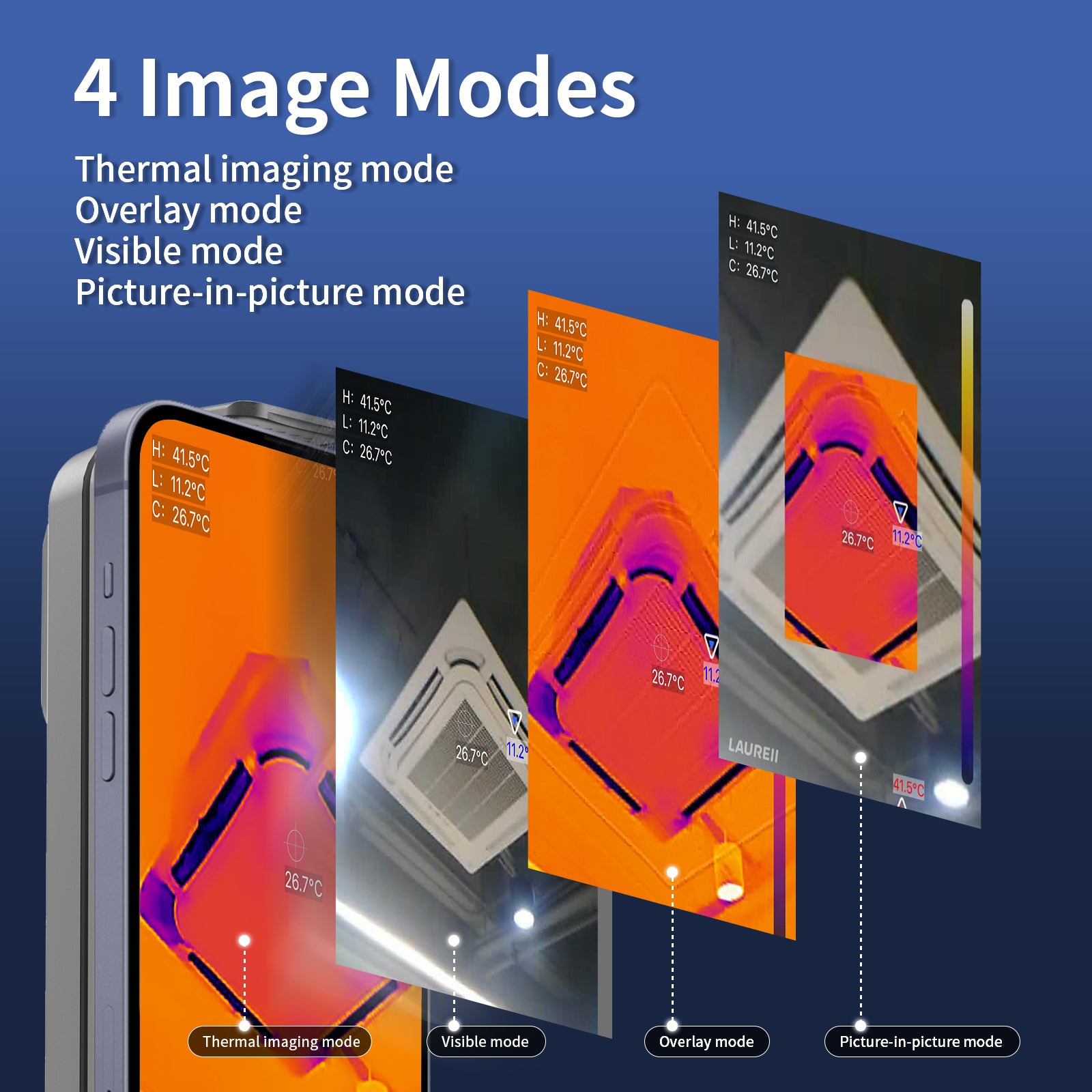 Thermal camera for water leak detection with Wi‑Fi for home inspection, wall moisture and pipe leak checks, wireless infrared camera for phones, 256×192